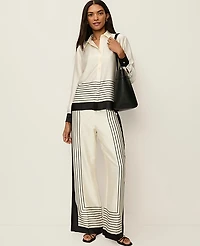 Ann Taylor The Pleated Satin Wide-Leg Pant Size 6 Winter White Women's