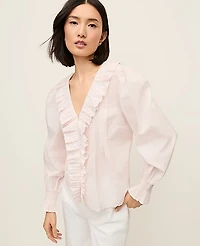 Ann Taylor Ruffle Trim Blouse Women's
