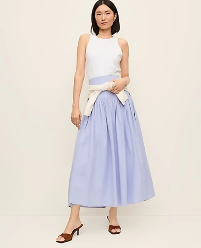 Ann Taylor Gathered Maxi Skirt Blue Hydrangea Women's