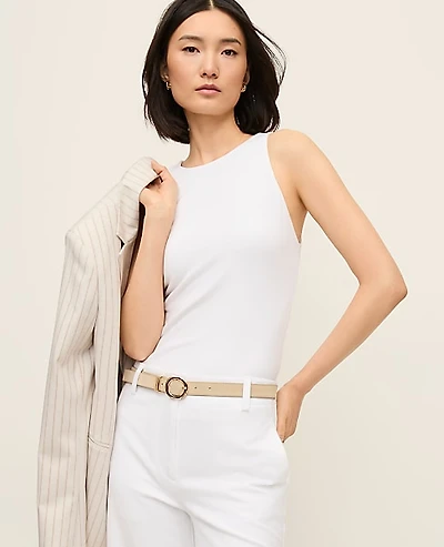 Ann Taylor Crew Neck Halter Tank Top White Women's