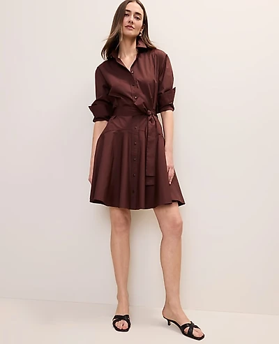 Ann Taylor Belted Collared Shirtdress Women's