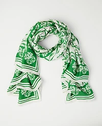 Ann Taylor Floral Square Scarf Winter White Women's