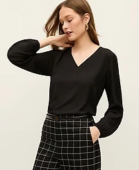 Ann Taylor Petite Mixed Media Embroidered Blouse Black Women's