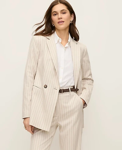 Ann Taylor The Petite Crosby Blazer Pinstripe Cream Multi Women's