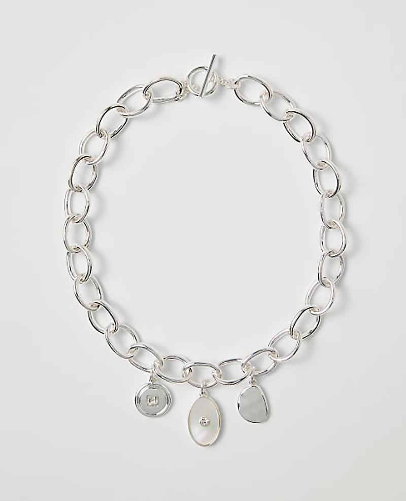 Ann Taylor Charm Necklace Silvertone Women's