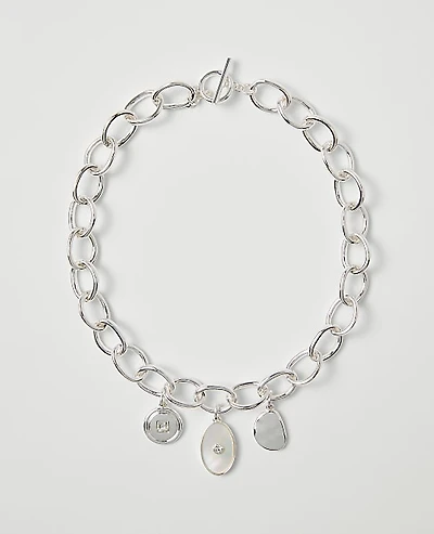 Ann Taylor Charm Necklace Silvertone Women's