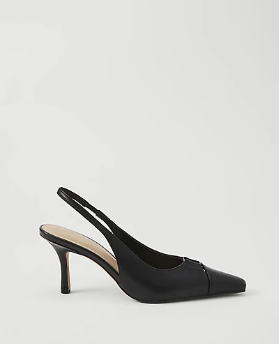 Ann Taylor Leather Cutout Slingback Pump Women's