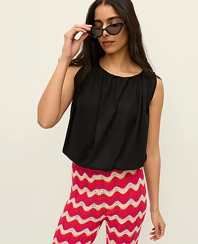 Ann Taylor Petite Gathered Bubble Hem Top Women's