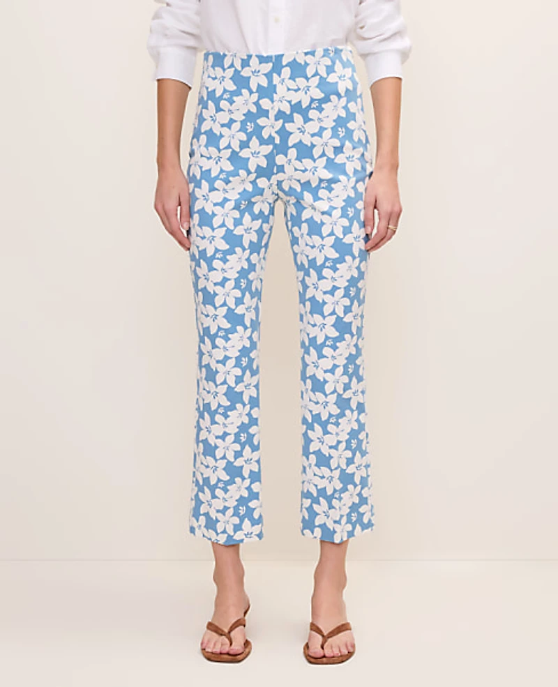 Ann Taylor The Flare Ankle Pant Floral Print — Curvy Fit Sea Haze B Women's