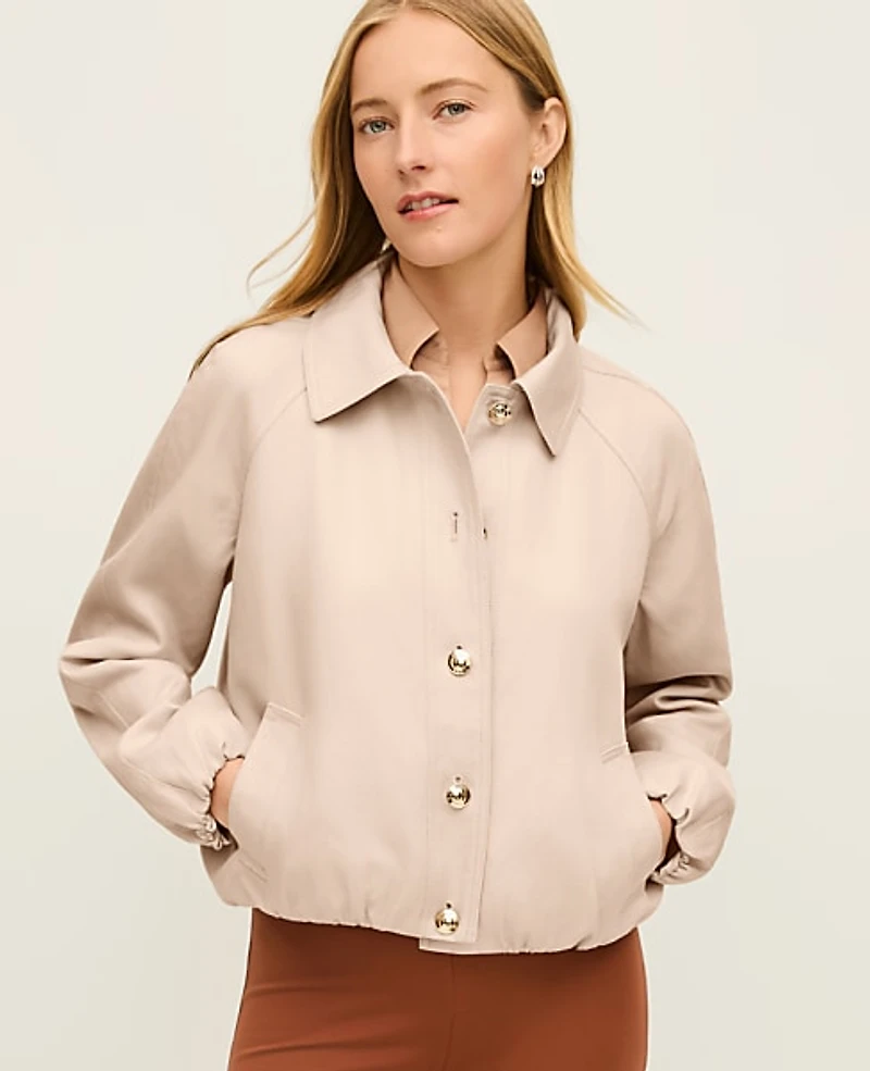 Ann Taylor Petite Bubble Collared Jacket Size XS Pale Sandalwood Women's