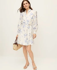 Ann Taylor Petite Collared Floral Shirtdress Winter White Women's