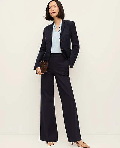 Ann Taylor The Petite Wide-Leg Pant in Doubleweave Size 0 Night Sky Women's