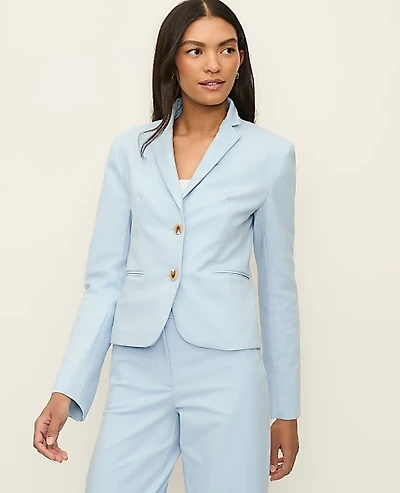 Ann Taylor The Petite Two-Button Blazer in Doubleweave Size 16 Cashmere Blue Women's