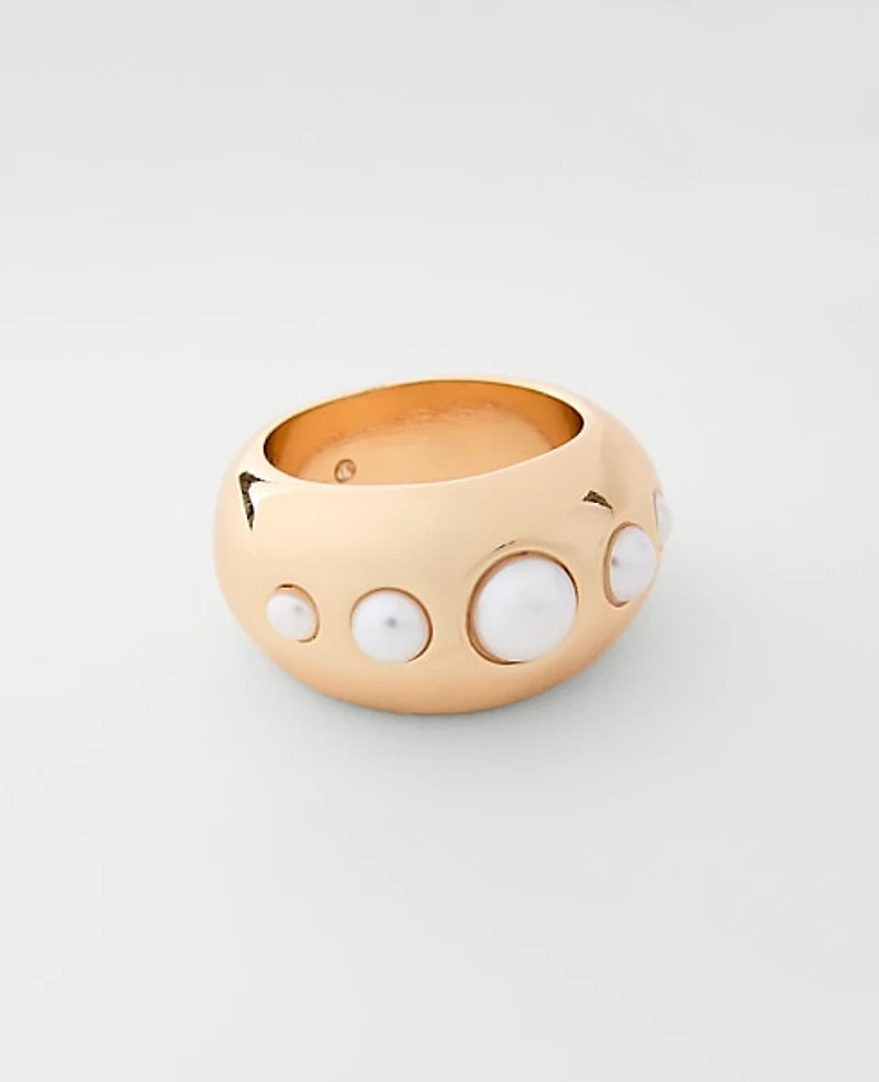 Ann Taylor Pearl Bubble Ring Goldtone Women's