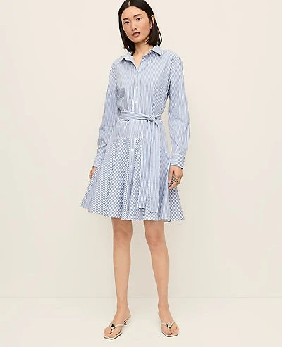 Ann Taylor Striped Shirtdress Size 14 Cool Cascades Women's