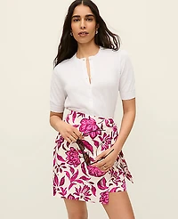Ann Taylor Short Sleeve Linen Cardigan White Women's