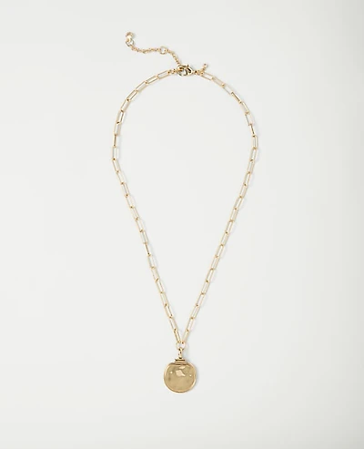 Ann Taylor Pendant Chain Link Necklace Goldtone Women's