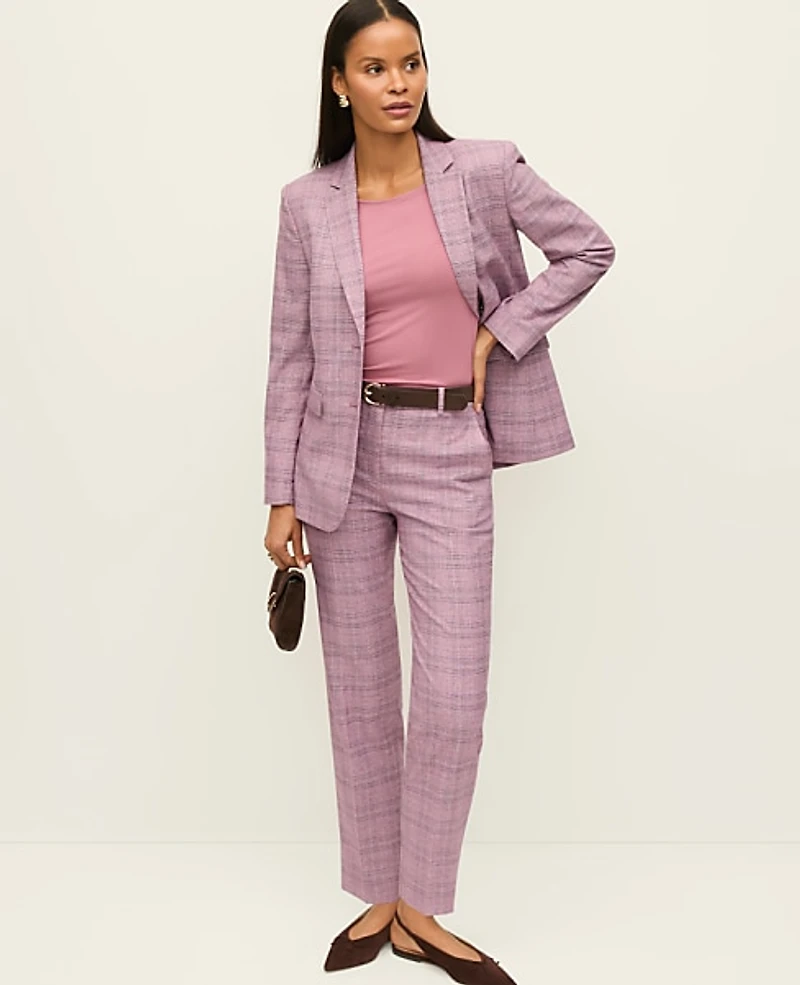 Ann Taylor The Petite High Rise Everyday Ankle Pant in Plaid Size 2 Purple Multi Women's