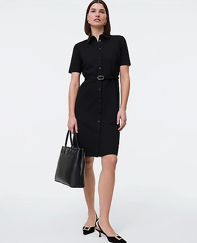 Ann Taylor Ponte Belted Flare Dress 6 Women's