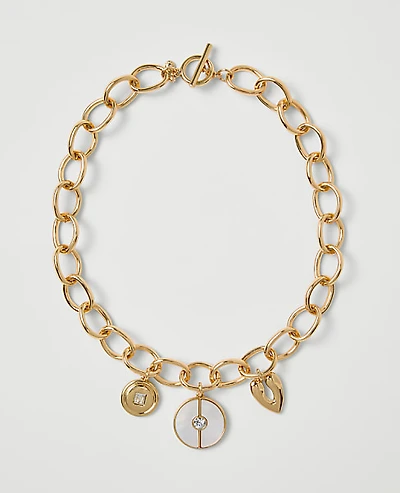 Ann Taylor Charm Necklace Goldtone Women's