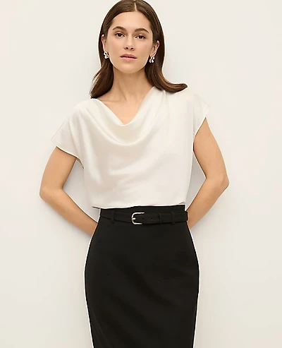 Ann Taylor Satin Cowl Neck Top Women's