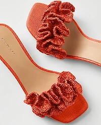 Ann Taylor Gathered Straw Kitten Heel Sandal Women's
