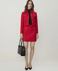 Ann Taylor Pocket A-Line Skirt Tweed Bright Poppy Women's
