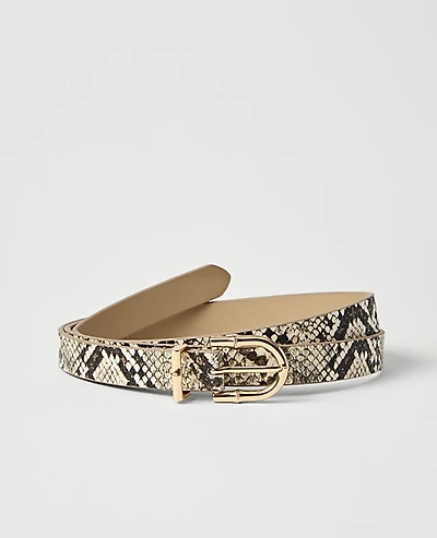 Ann Taylor Skinny Snake Print Belt Black/White Multi Women's
