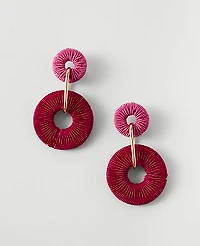 Ann Taylor Double Circle Threaded Drop Earrings Bougainvillea Women's