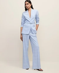 Ann Taylor The Petite Wide-Leg Pant in Windowpane Size 8 Blue/Neutral Women's