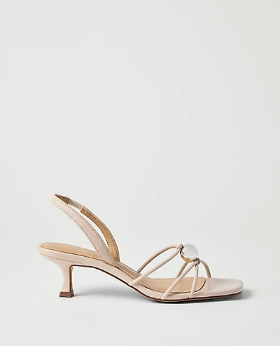 Ann Taylor Leather Embellished Kitten Heel Sandal Women's