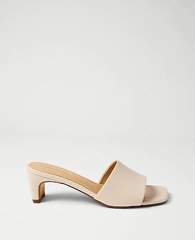 Ann Taylor Leather Heel Mule Pearl Shadow Women's