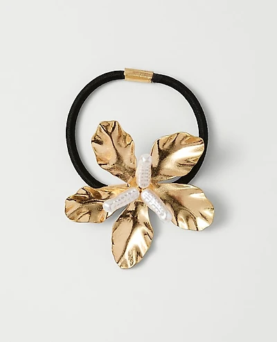 Ann Taylor Metal Flower Hair Tie Goldtone Women's