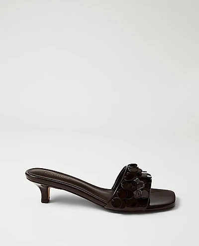 Ann Taylor Patent Paillette Kitten Heel Sandal Pure Chocolate Women's