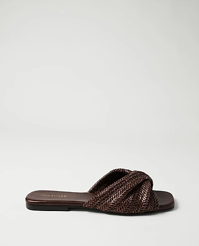 Ann Taylor Weekend Knotted Straw Flat Women's