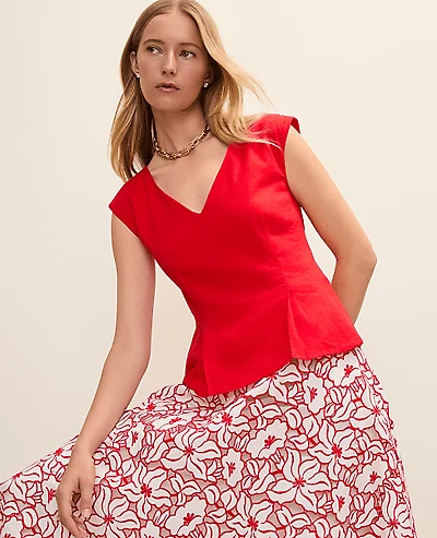 Ann Taylor Petite Peplum Top Satin Women's
