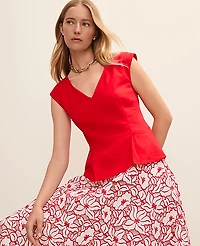 Ann Taylor Petite Peplum Top Linen Blend Women's