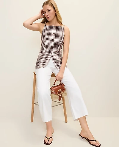 Ann Taylor The Petite Strappy Vest Gingham Brown/White Check Women's