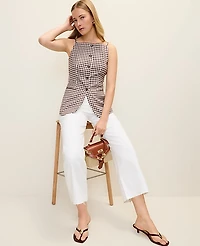 Ann Taylor The Petite Strappy Vest Gingham Brown/White Check Women's