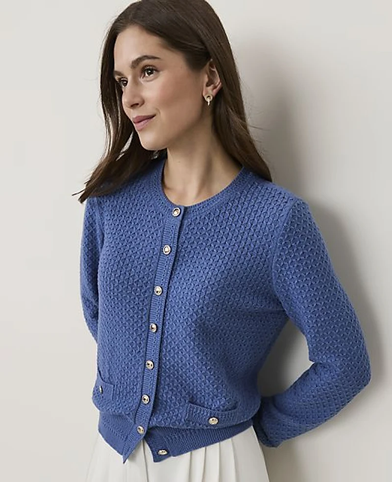 Ann Taylor Pointelle Stitch Cardigan Women's