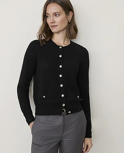Ann Taylor Pointelle Stitch Cardigan Women's