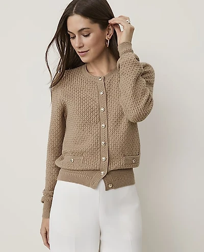 Ann Taylor Pointelle Stitch Cardigan Women's