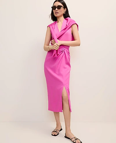 Ann Taylor Knotted Pencil Skirt Linen Blend Rhododendron Women's