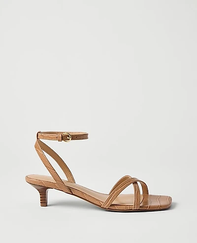 Ann Taylor Croco Crossover Heel Sandal Women's