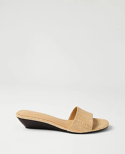 Ann Taylor Straw Wedge Sandal Natural Women's