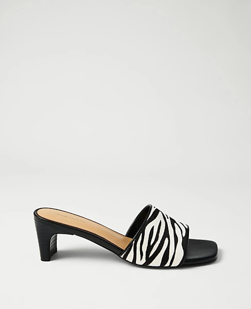 Ann Taylor Haircalf Heel Mule Black Women's