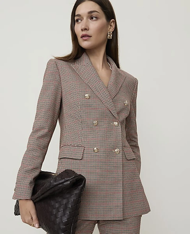 Ann Taylor The Petite Fitted Long Blazer Houndstooth Multi Women's