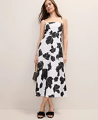 Ann Taylor Petite Floral Midi Dress Linen Blend White Women's