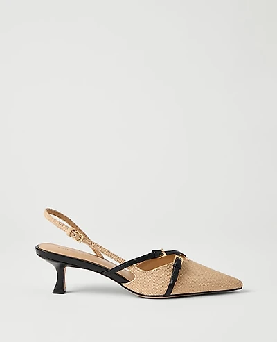 Ann Taylor Straw Crossover Slingback Pump Natural Women's