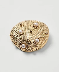 Ann Taylor Metal Shell Brooch Goldtone Women's
